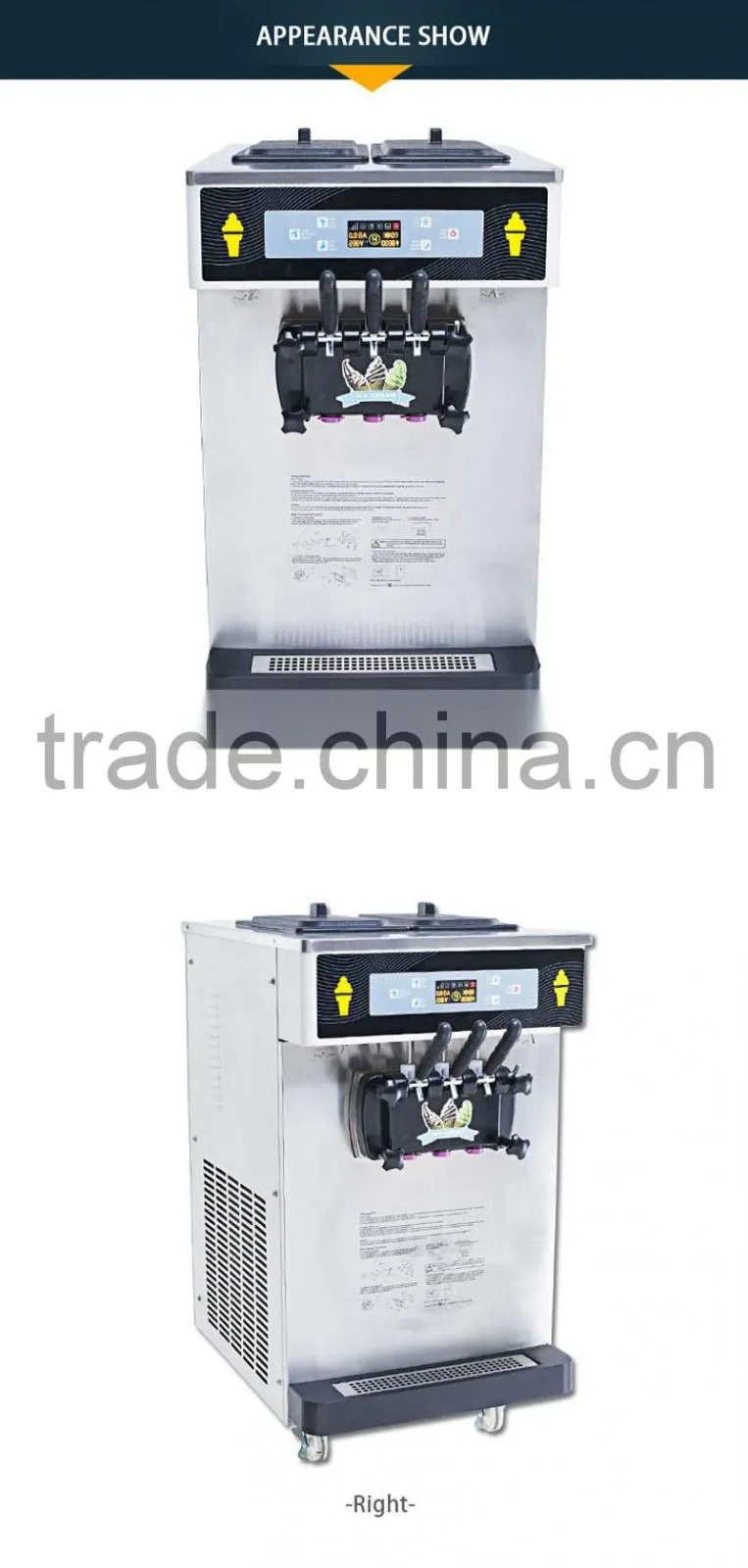 Chinese mixed flavor cheap small soft ice cream machine for wholesale