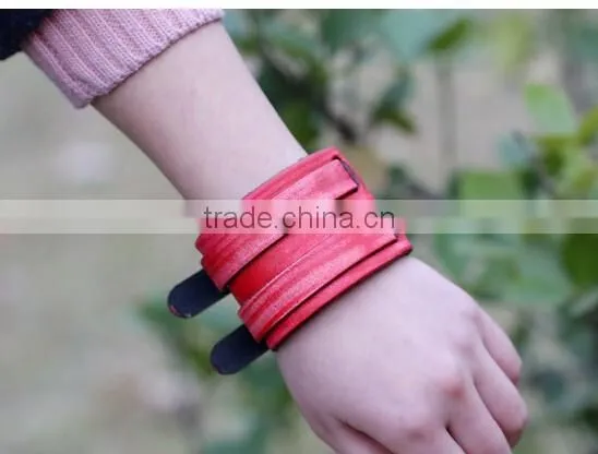 Top Quality Men's Biker Simple Stainless Steel Black Leather Bracelet