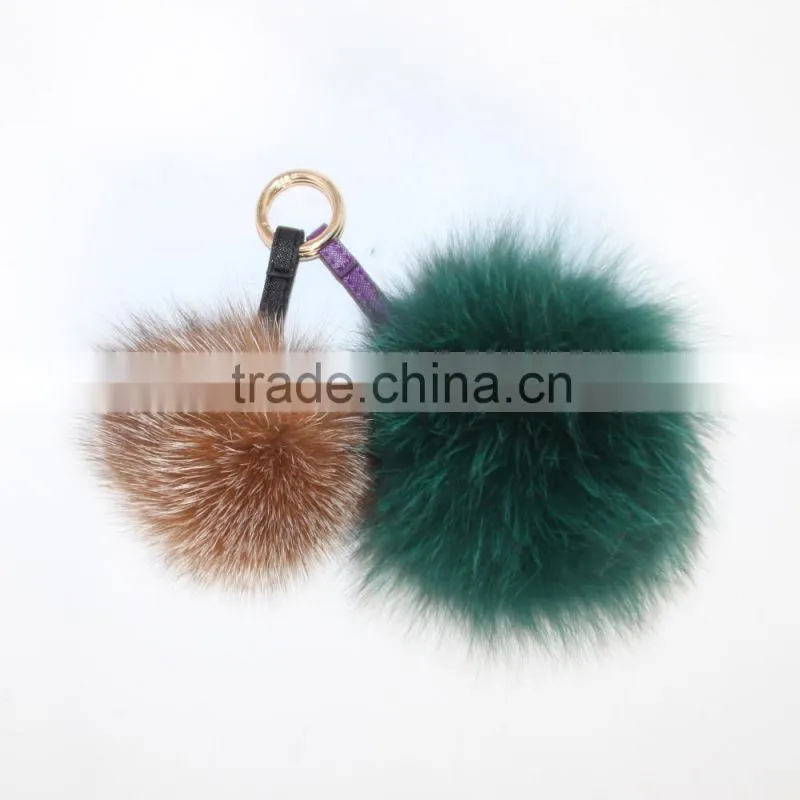Alibaba China Factory Price Fox Fur ball keychain/Fox Fur Pompon So Popular