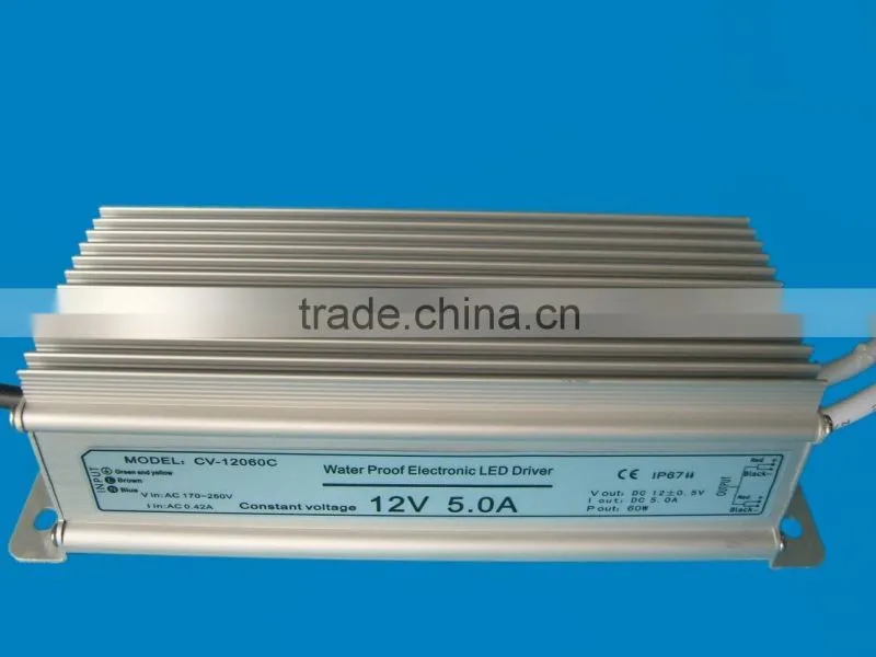 60w 12v waterproof constant voltage LED transformer with ce&rohs