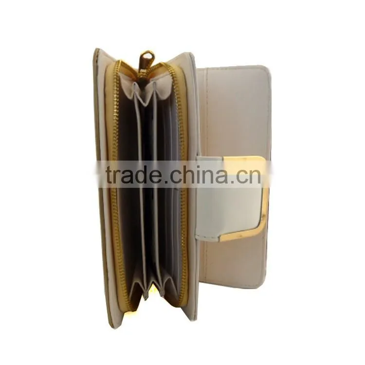 Leather pocket money bag zipper purse for women security wallet wtih lots of card holder