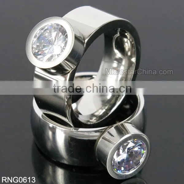 Cheap Wholesale Custom Made 304 Stainless Steel Finger Ring With Diamond