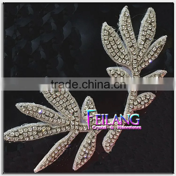 Symmetrical branches Crystal Rhinestone Applique for dress