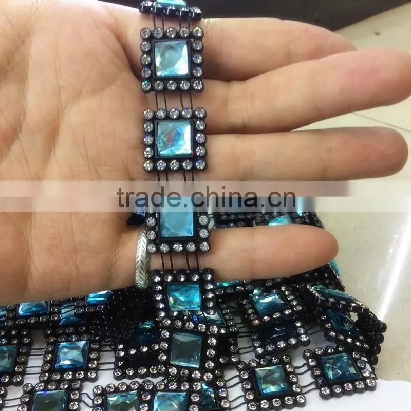 2017 new fashion rhinestone and square acrylic chain for shoe decoration