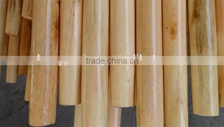 Natural wooden lacquered and threaded mop handle