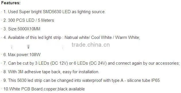 120 led/meter smd5630 led ribbon max power 216W with CE RoHS