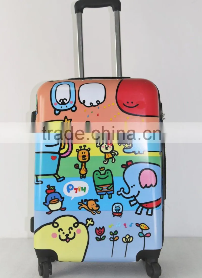 kids trolley printed designing colorful figures ABS+PC trolley hard case luggage