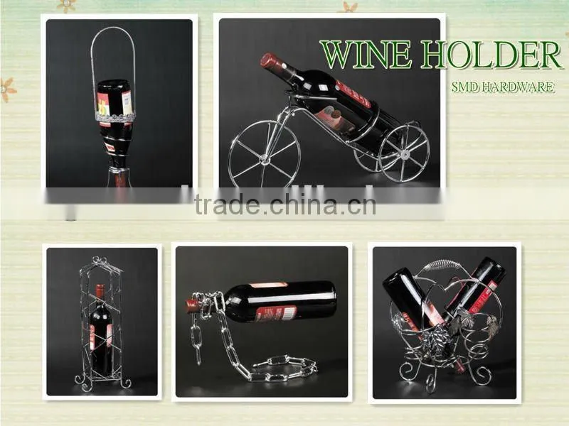 Chrome metal wine holder for wine bottle