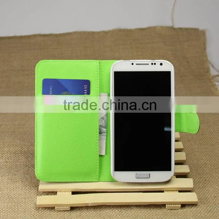 Hot Selling Ultra Thin Lichee PU Leather Case Wallet Folio Flip Cover for Samsung GALAXY S4 i9500