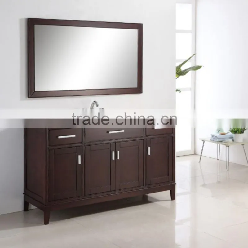 Oak Bathroom Furniture with Ceramic Sink and Mirror