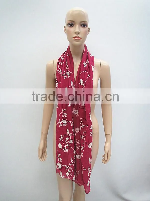 Pink emboss fashin flower scarf