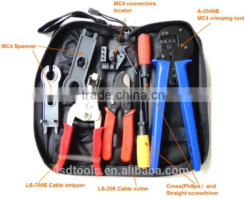 A-K2546B-2 MC4 solar crimping tool kits for 2.5mm2/4mm2/6mm2 solar cable, with Crimping/Stripping tool