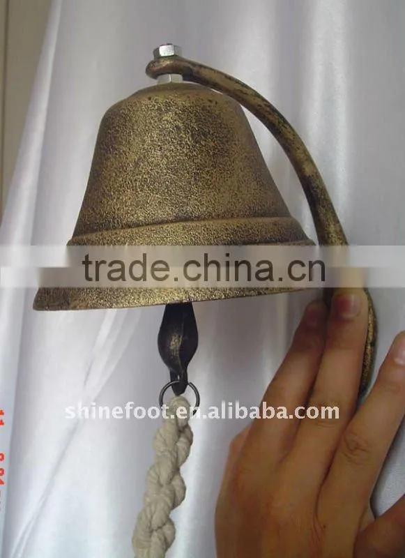 Dia 12cm cast iron bell with rope for bar and door , door bell ,bar bell(A117)
