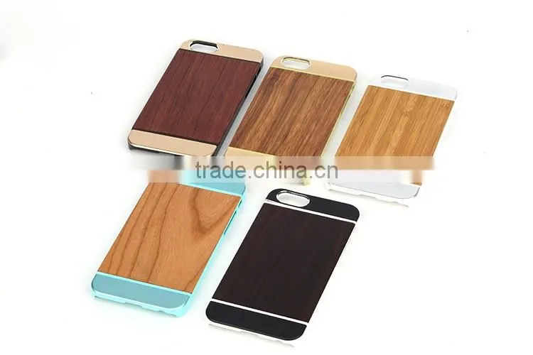 OEM/ODM Luxury Aluminum with Real Wood Case Phone Cover for IPhone 6/6s