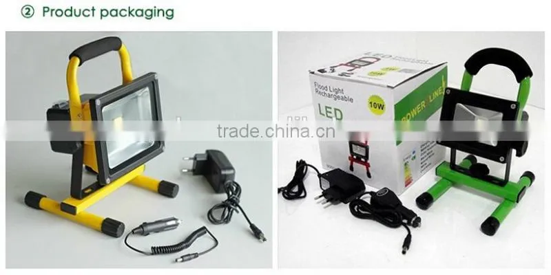 Waterproof yellow 5000 lumen 50w rechargeable led flood light with handle