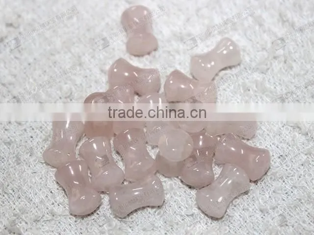 Hot sale natural rose quartz ear piercing jewelry,double flare ear plugs