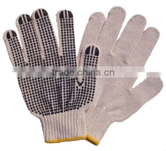 cotton wtih PVC dotted working gloves,dotted on plam