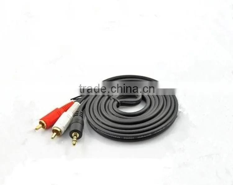 new arrival gold plated 3.5mm rca cable 1RCA/M-2RCA/M audio cable