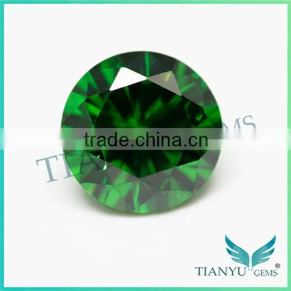 Free Sample Gemstone Wholesale Round Cut Emerald Green Cubic Zirconia , Synthetic Green CZ
