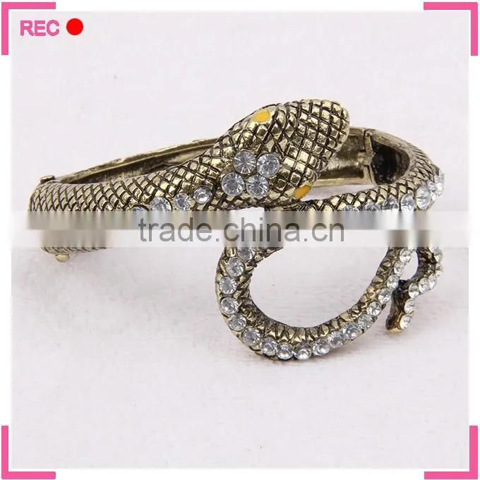 Bangles and bracelet jewelry for party, snake shaped gemstone bangle