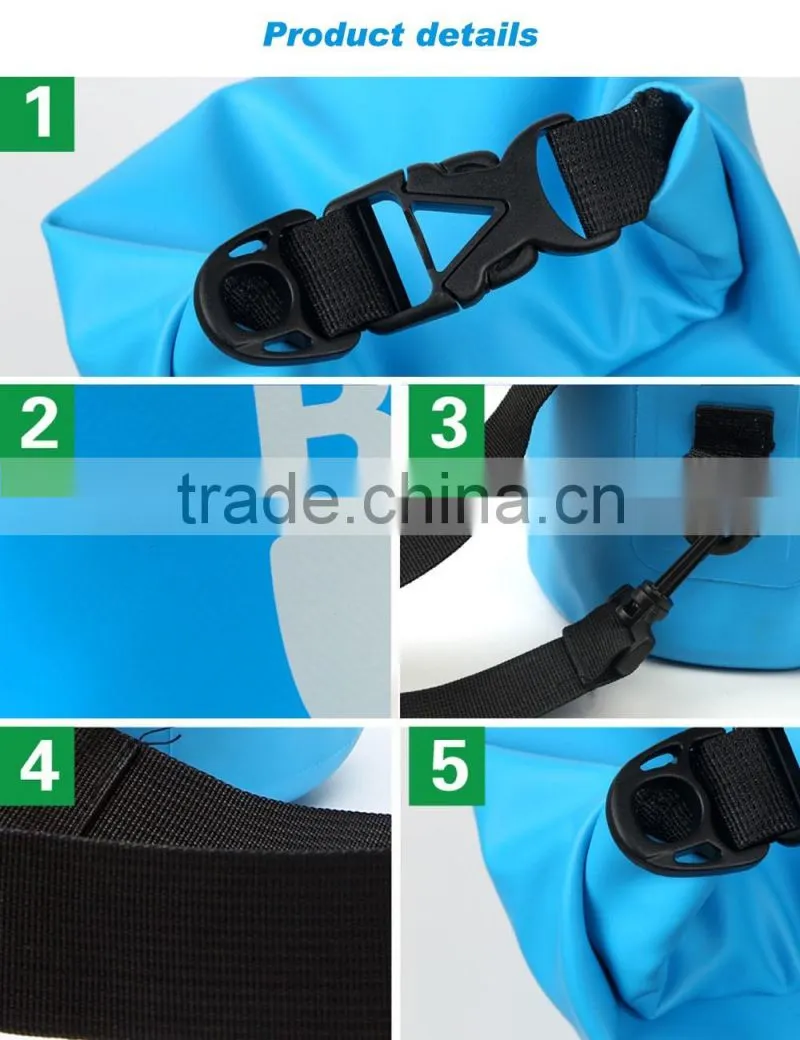Foldable outdoor waterproof plastic dry bag with Shoulder Strap Dry Sack for Kayaking