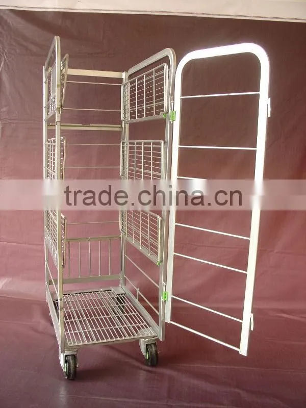 factory offer full nestable 4 sided milk cart trolley