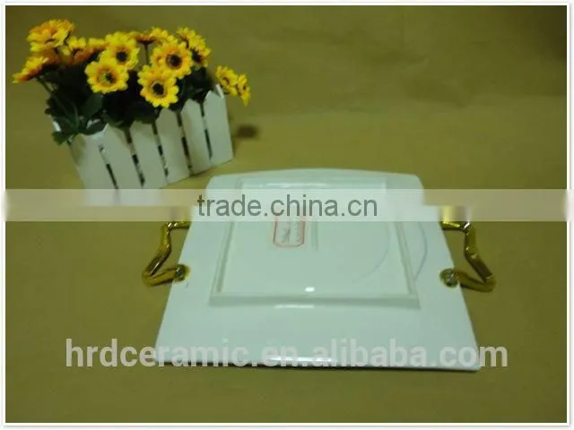 Rid decorate stock ceramic dinner plates with handles
