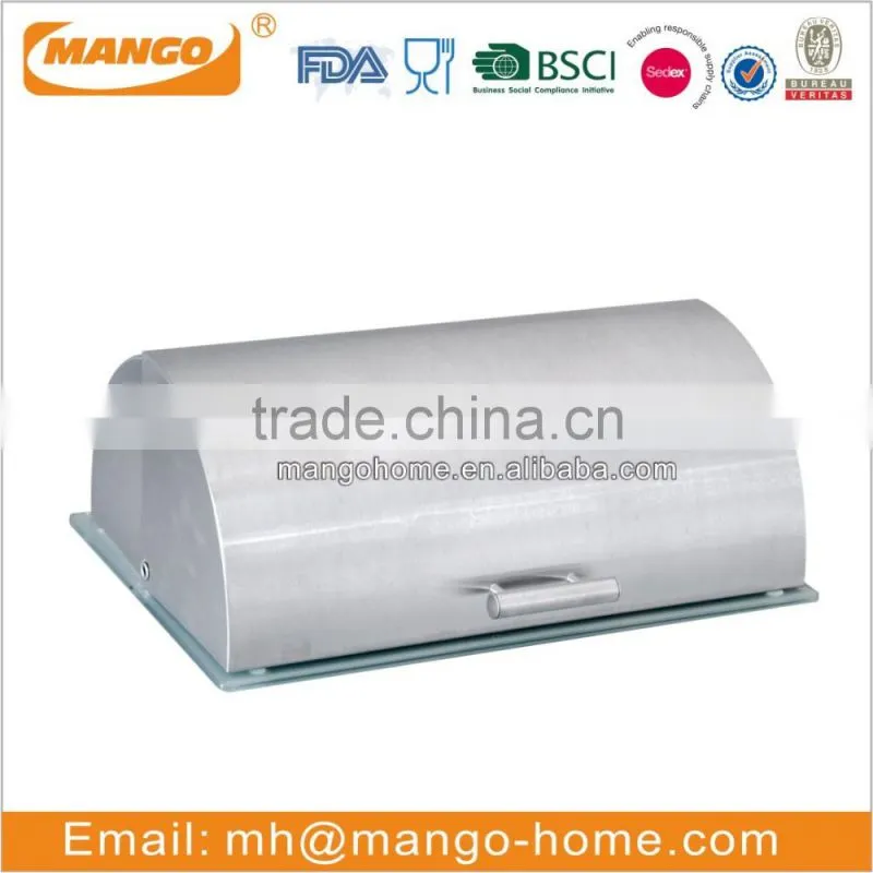 Stainless Steel Kitchen Bread Bin With Glass Bottom
