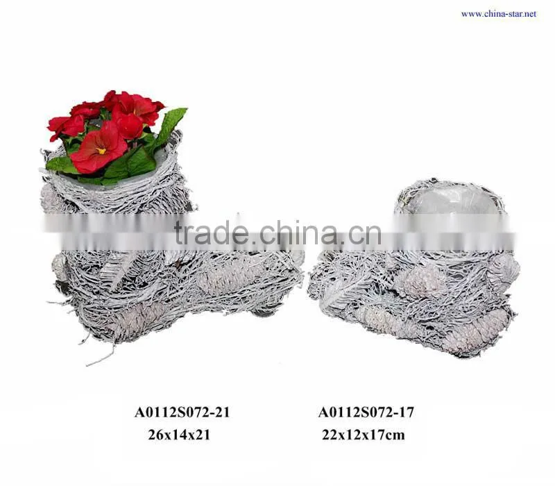 christmas flower pots in boot shape