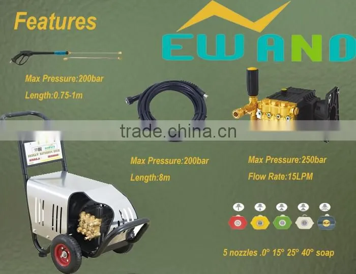 7.5kW 250Bar 3-phase portable electric high pressure washer with 3600PSI