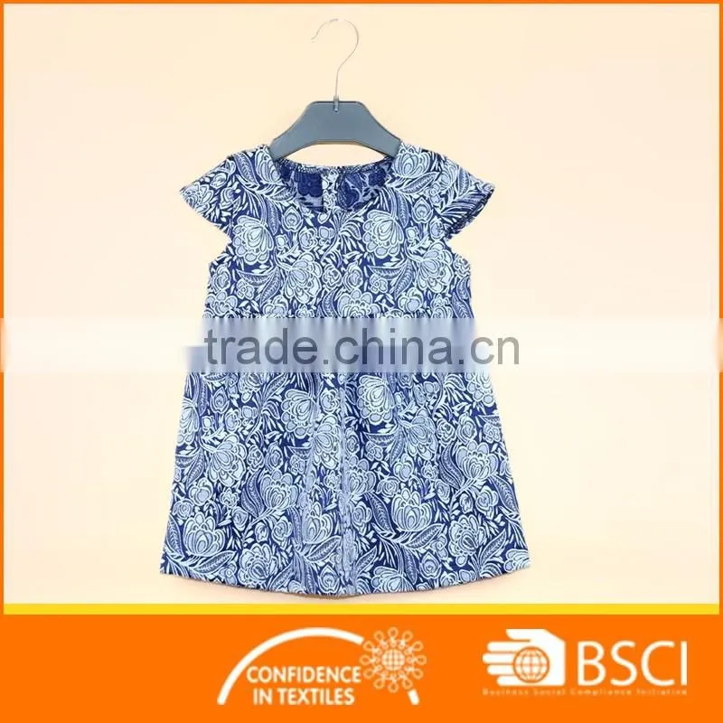 2017 nice Elegant Blue Floral Girl Baby Jacquard Dress