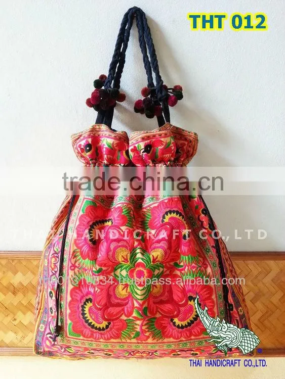 Extra Thai Embroidered HMONG Hill Tribe Tote Bag XL