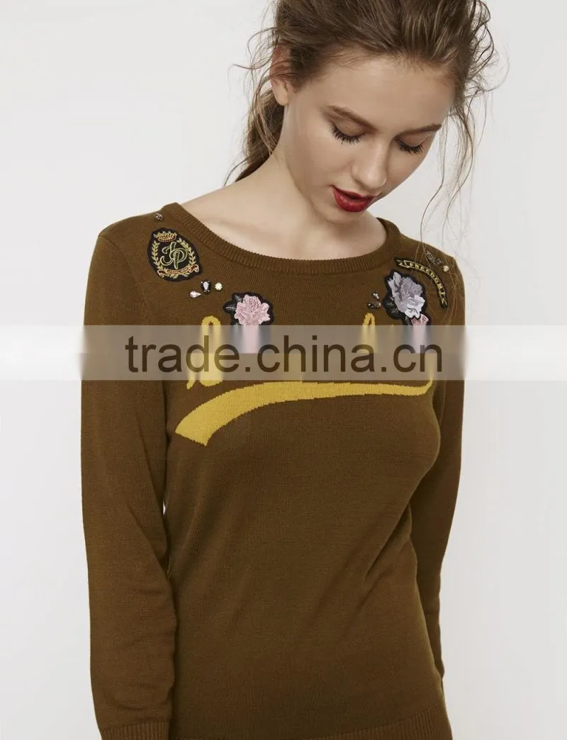 Hot Sale Girl's Embroidery Pattern Knitted Sweater Designs Pullover
