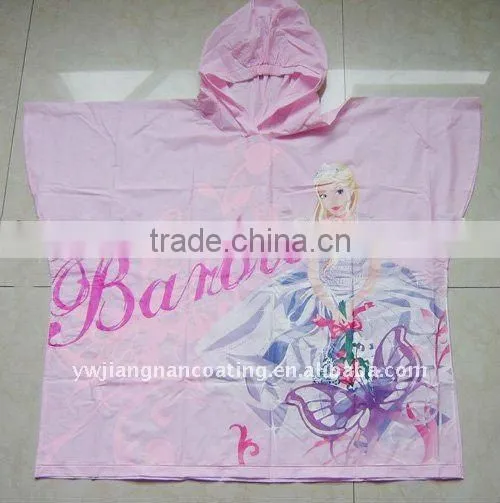 Disposable plastic waterproof kids pvc poncho raincoat in bag
