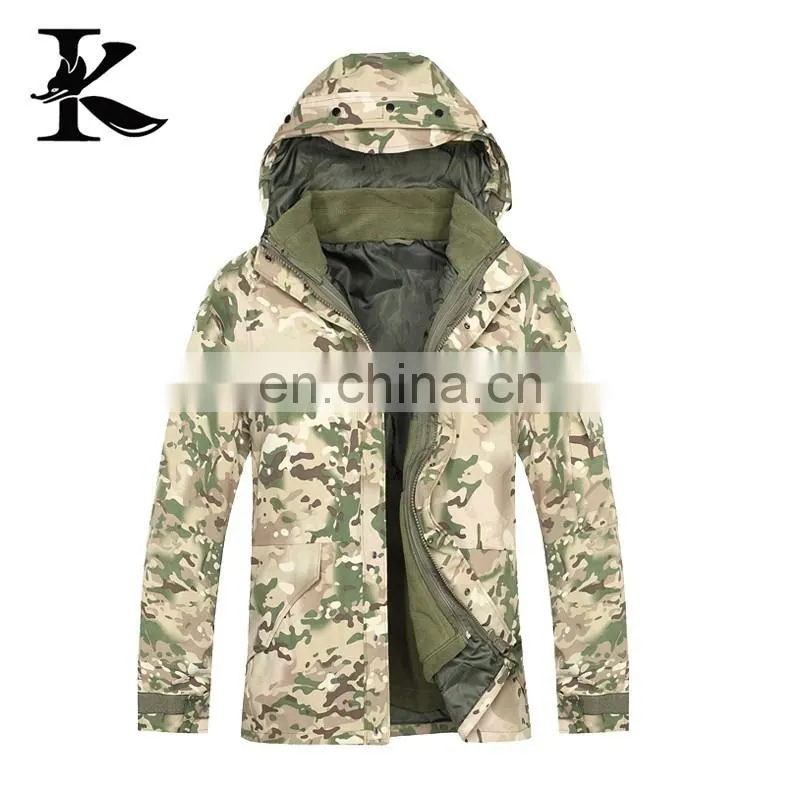 Mens camouflage tactical jacket waterproof 3 in 1winter jacket
