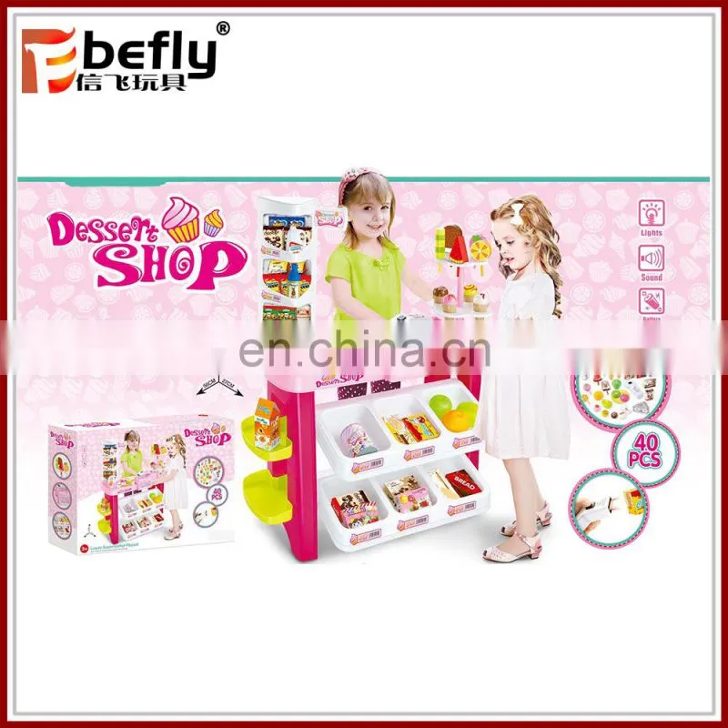 Funny pretend super market play set cash register toy with scan