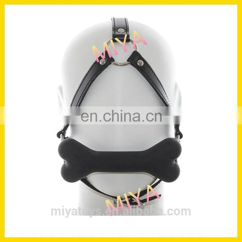black red pink silicone rubber ball gags dog bone mouth ball gags