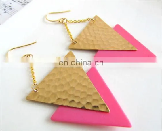 Hammered Brass Earrings with Crystal Beads,High Fashion Jewellery