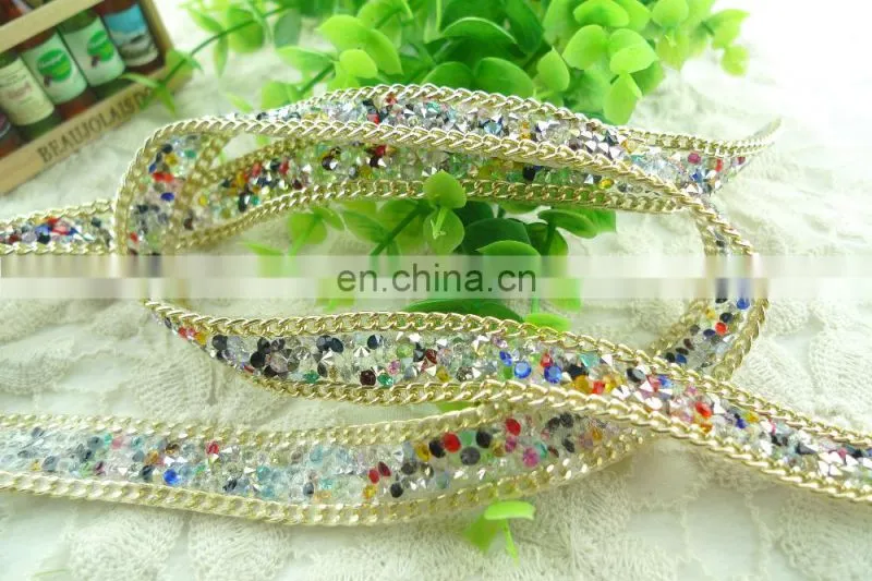 new design hot fix rhinestone tirmming with glue