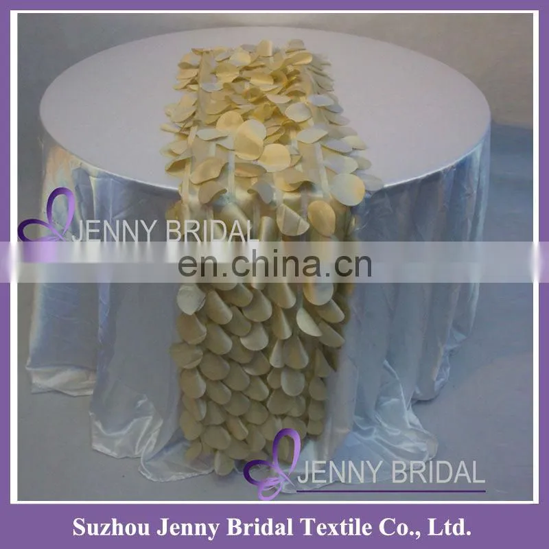 TR012B Sequin Embroidered Organza Wedding Yellow Table Runner