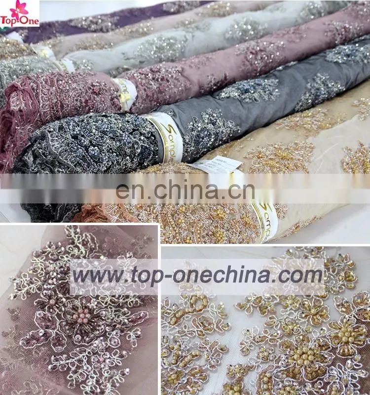 Newest fashion lace designs for party wedding dress African organza lace fabrics textile embroidery beige punjabi women fabrics