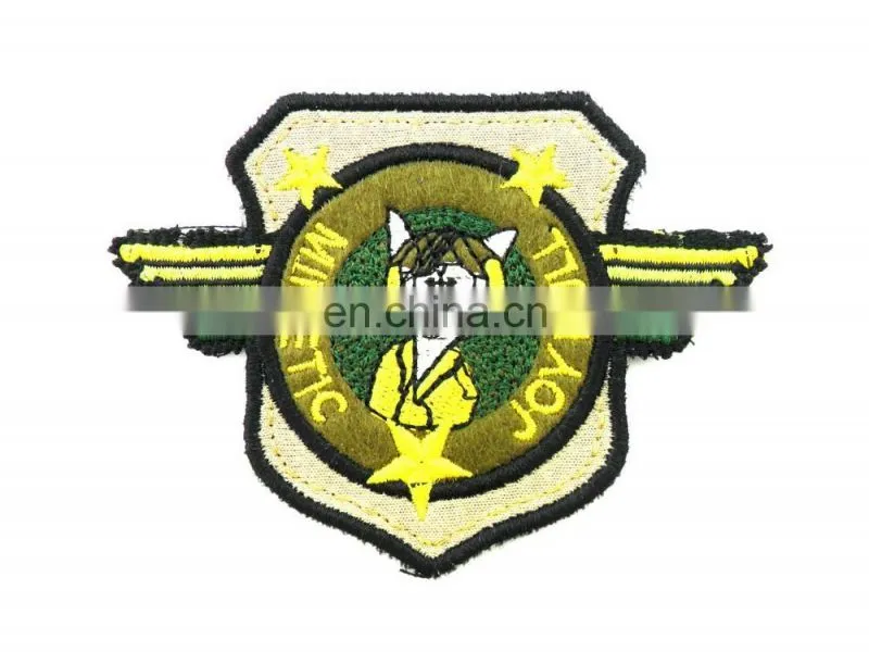 custom red overlok paper backing 100% polyester embroidered patches