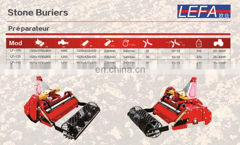 Farm tractor used rotary Stone burier tiller with CE
