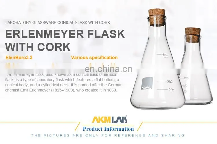 AKMLAB Laboratory Erlenmeyer Flask With Cork Stopper