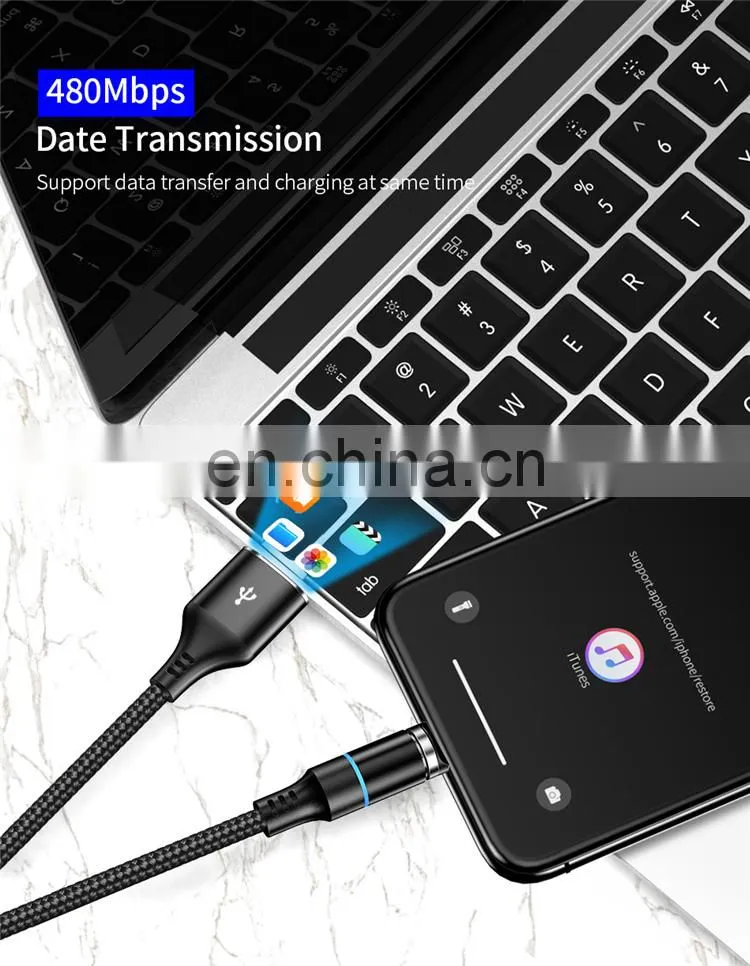 Popular 3A Fast Charging Cable for Iphone 11 Data Cable Android Type-C 3 In 1 Magnetic Fast Charging Charger Line Magnetic Cable