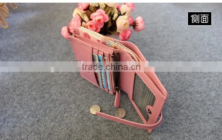New fashion multi colored women woven leather short wallet with coin purse