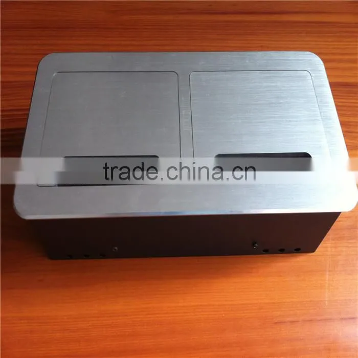 Aluminum Alloy Flip Up Tabletop Socket HDMI/Cable Cubby With Brush