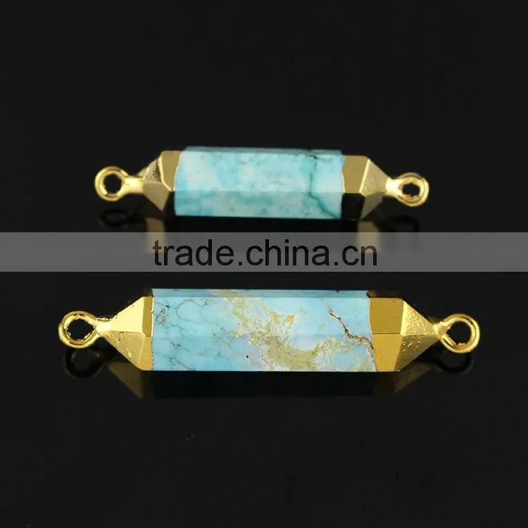 JF8601 Hot sale gold electroplated natural turquoise bar charm connectors
