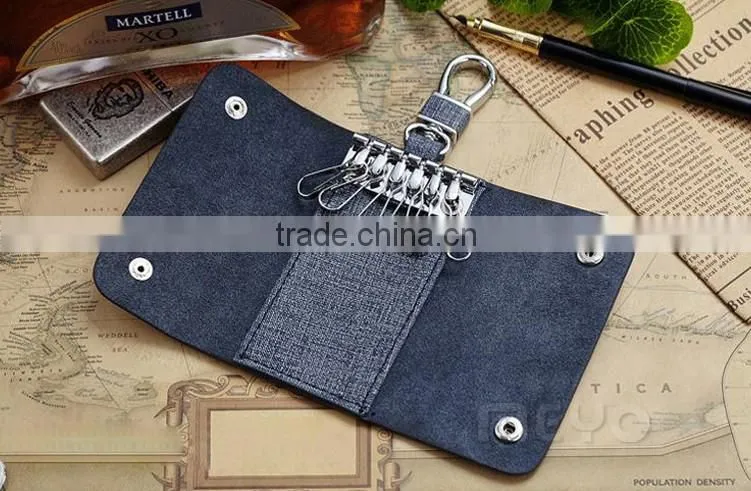 Creative canvas leather key organizer wallet for business