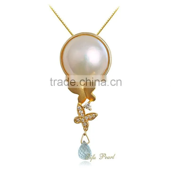 wholesale beautiful 14k yellow gold mabe pearl pendants